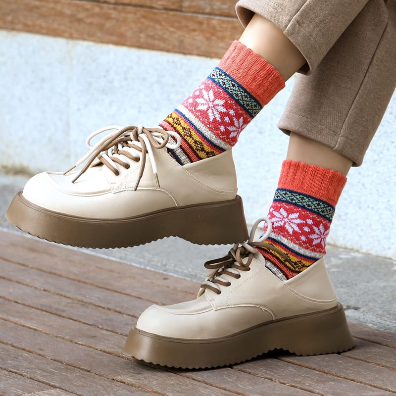 Pleneal Wool Socks for Women - Womens Winter Warm Wool Sock Men Cozy Knit Boots Socks for Women - Image 5